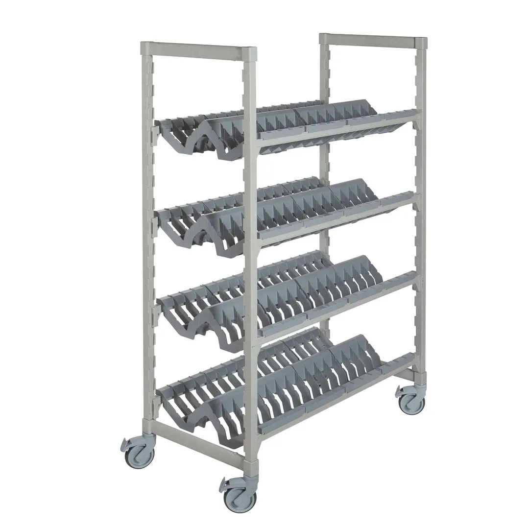 Cambro CPMU244875PDPKG 48" x 24" 75" Camshelving® Premium Mobile Angled Drying Rack Cart, Speckled Gray