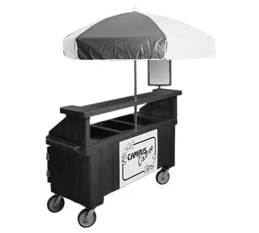Cambro CVC72519 Camcruiser Green Vending Cart w/ Umbrella, 4 Counter Wells, 3 Compartments