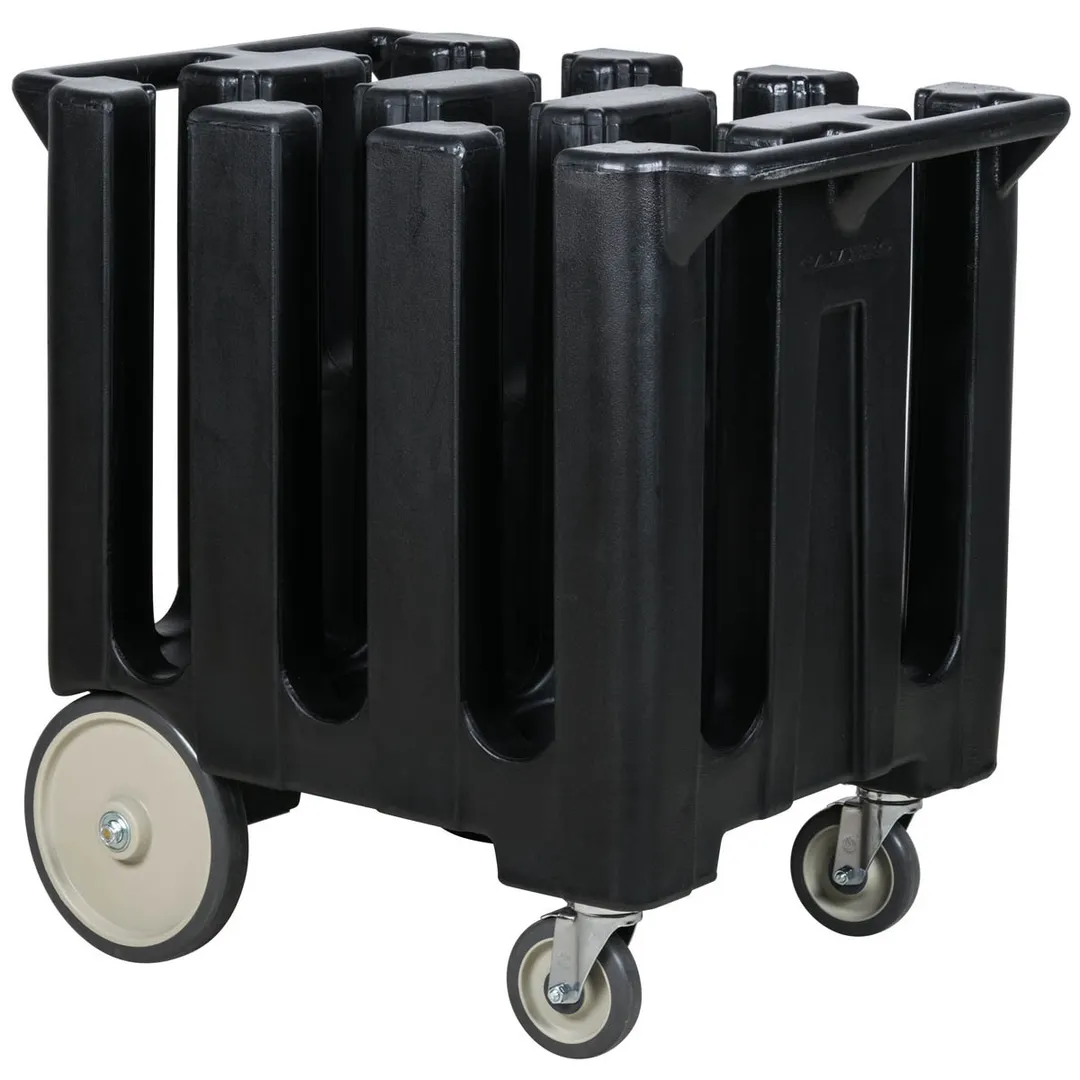 Cambro DC700110 6 Column Black Polyethylene Dish Caddy Cart, 360 Plate Capacity, 32.625"W x 23.5"L x 31.75"H