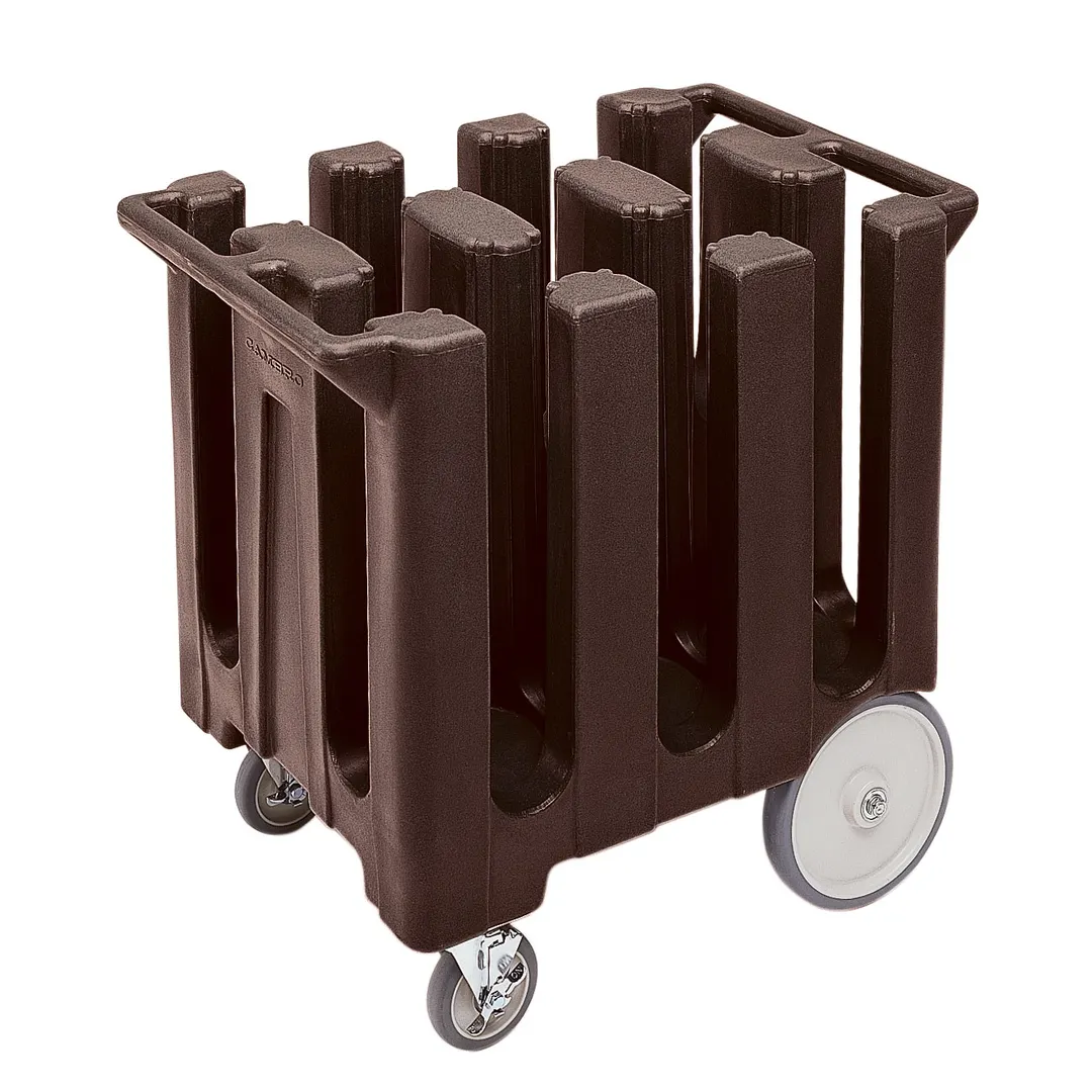 Cambro DC700131 6 Column Dark Brown Polyethylene Dish Caddy Cart 360 Plates 32.625"W x 23.5"L x 31.75"H