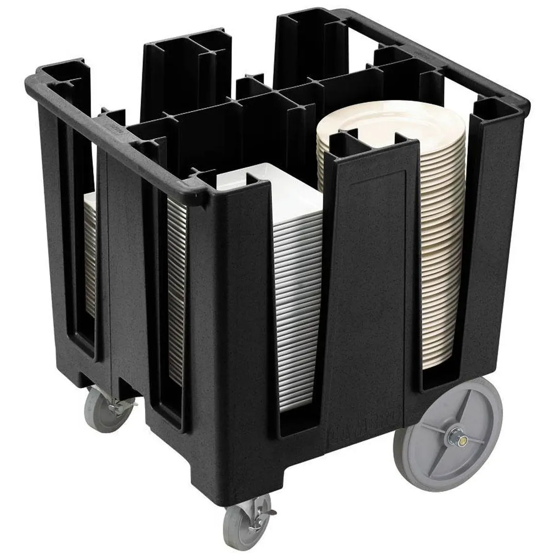 Cambro DCS1125110 Black Versa Dish Caddy, 4 Column, 30-39" Height, Polyethylene, 201-400 Plates