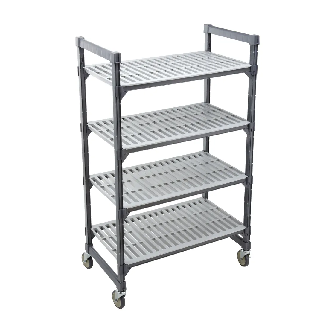 Cambro EXMU183678V4480 Camshelving® Elements Vented 4-Shelf Mobile Shelving Unit - 18" x 36" x 78"