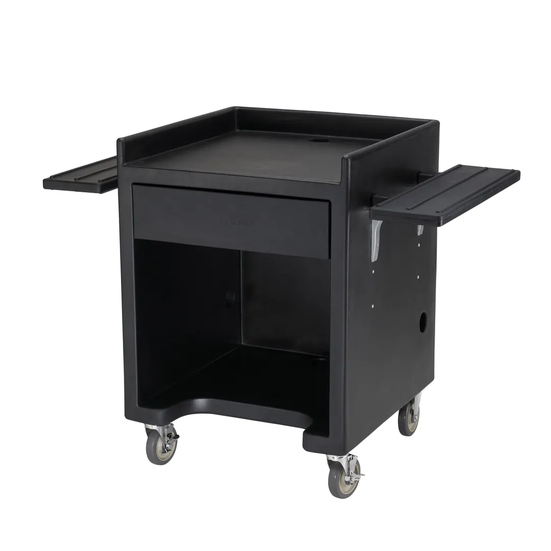 Cambro ES28RL110 Equipment Stand, 44"W x 28"D x 39"H, Polyethylene, Black, NSF, Tray Rails, 4 Casters
