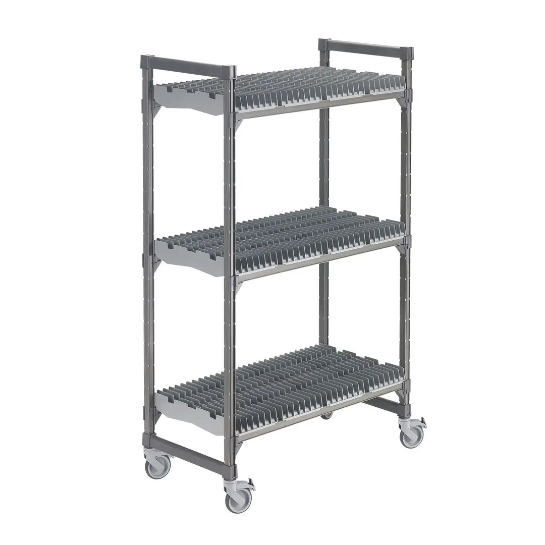 Cambro EXMU244878PDPKG 48" x 24" 78" Camshelving Elements XTRA Series Mobile Drying Rack Cart, Speckled Gray
