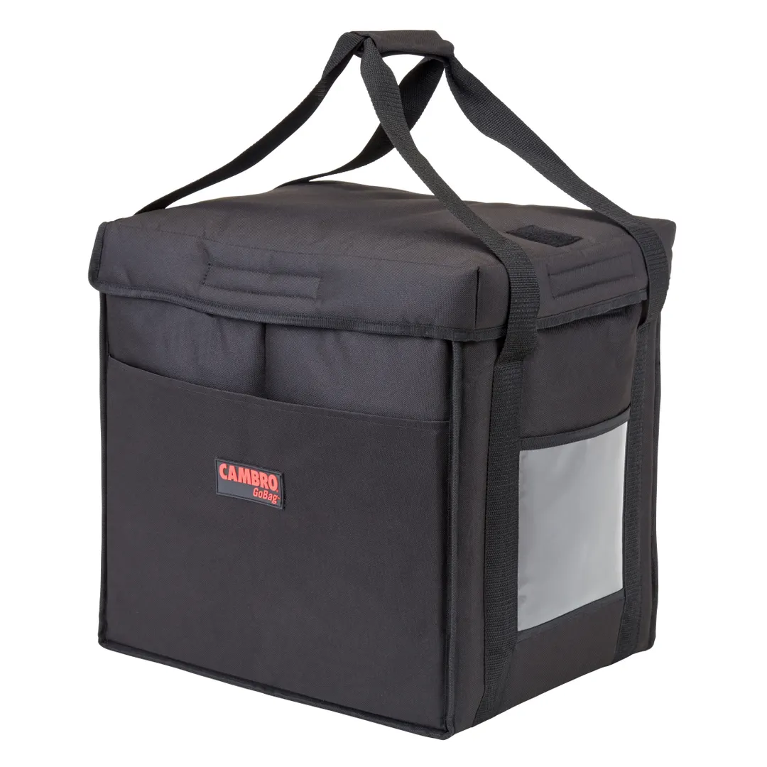 Cambro GBD101011110 GoBag Delivery Bag, Small, 10x10x11, Folding, Black Nylon, Velcro Lid, Sewn-in Ticket Pouch & Straps