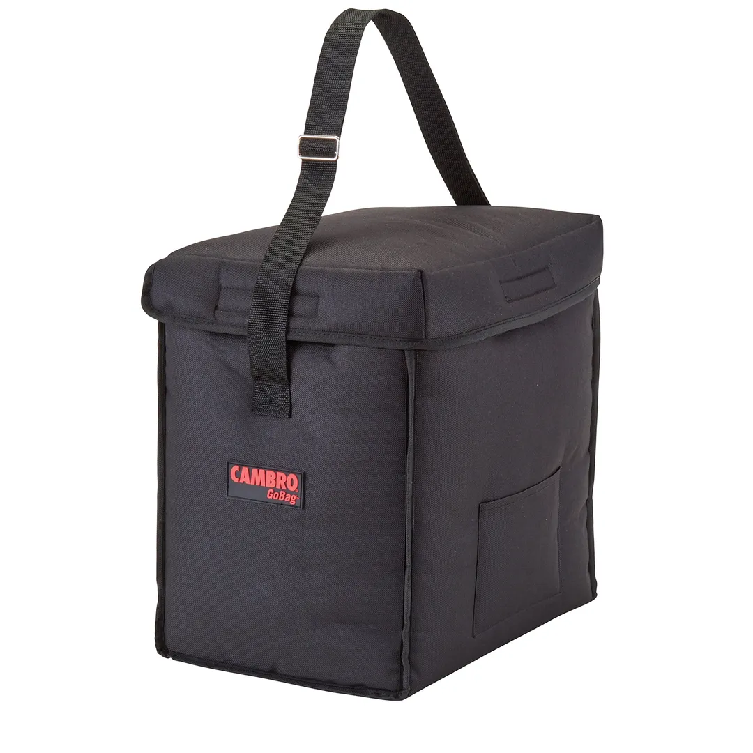 Cambro GBD13913110 GoBag Delivery Bag, Small, 13"x9"x13", Black Nylon, Velcro Lid, Adjustable Strap, High Density Insulation