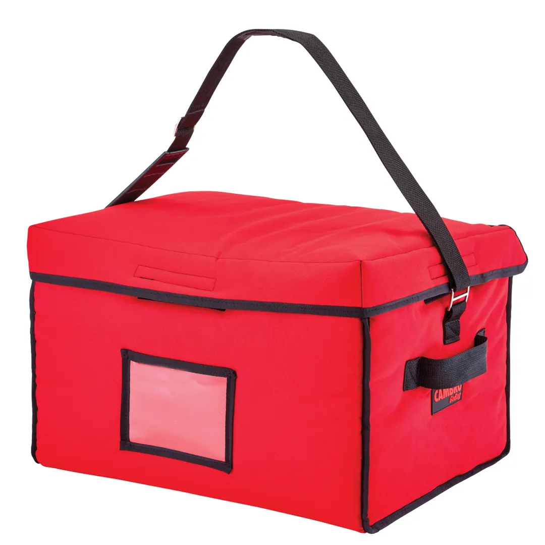 Cambro GBD181412521 GoBag Delivery Bag, Jumbo, 18x14x12 inches, Cambro Red, Velcro Lid, Ticket Pouch, Adjustable Strap, High Density Insulation, Nylon Fabric, Machine Washable