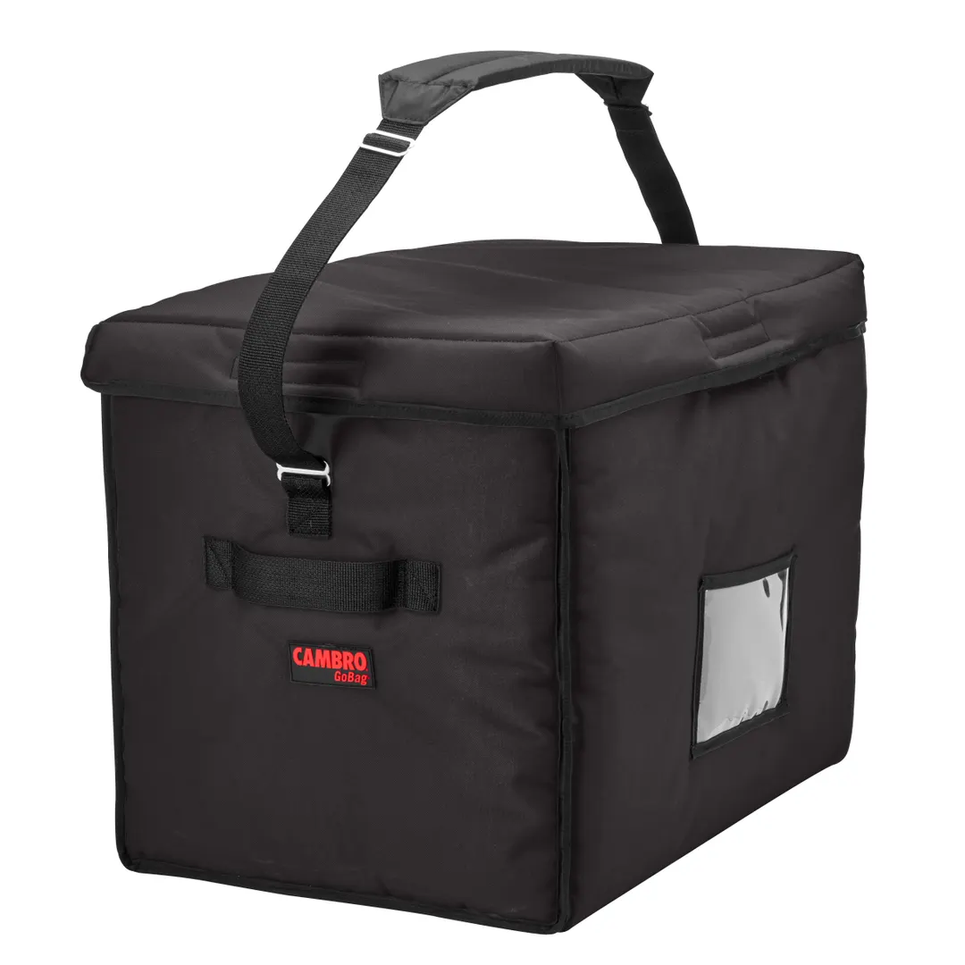 Cambro GBD211517110 GoBag Stadium Delivery Bag, 21x15x17, Black Nylon, Velcro Lid, Insulated