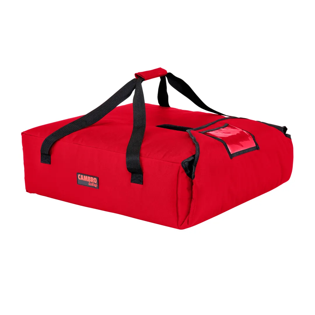 Cambro GBP220521 GoBag Pizza Delivery Bag, 20-3/4" x 21-3/4" x 6-1/2", Red Nylon Exterior, High Density Insulation, (2) 20" or (3) 18" Pizza Capacity