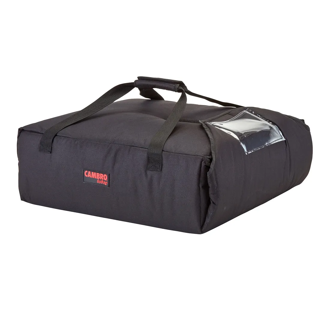 Cambro GBPP212110 GoBag Premium Pizza Delivery Bag, 12-1/2" x 13-3/4" x 6-1/2", 2 x 12" Pizza Capacity, Nylon, Black, High Density Insulation, Made in USA