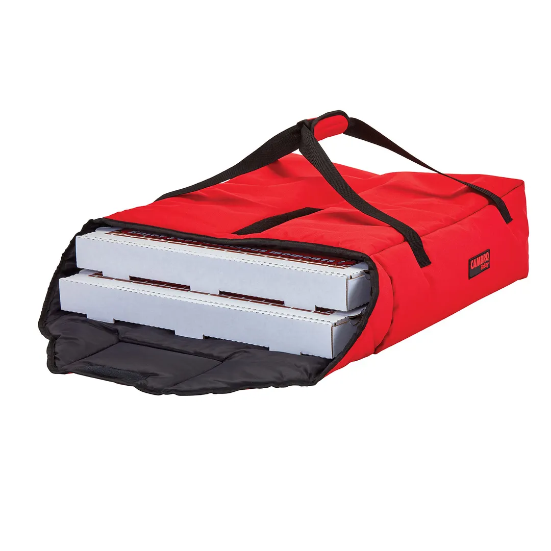 Cambro GBPP212521 GoBag Premium Pizza Delivery Bag, 12-1/2" x 13-3/4" x 6-1/2", 2 x 12" Pizza Capacity, Nylon, Red, Machine Washable, USA Made