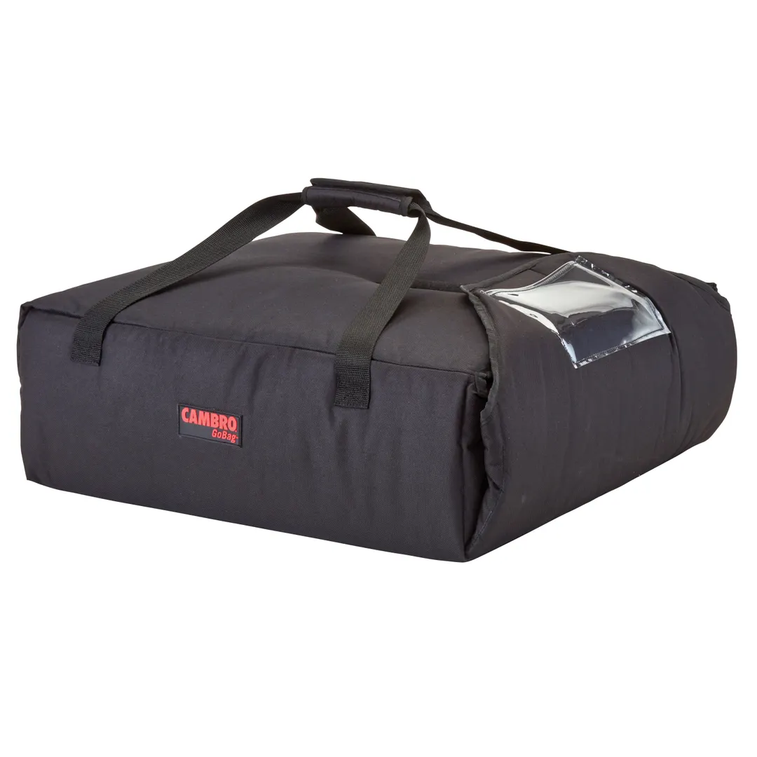 Cambro GBPP216110 GoBag Premium Pizza Delivery Bag, 17-1/4" x 17-1/2" x 7-1/2", Black Nylon Exterior, High Density Insulation, (2) 16" or (3) 14" Pizza Capacity, Made in USA