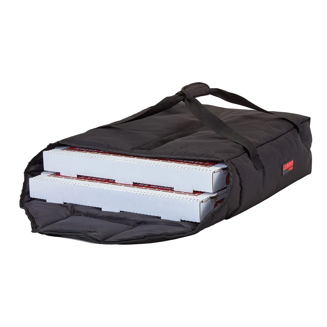 Cambro GBPP218110 GoBag Premium Pizza Delivery Bag, 19-1/4" x 19-1/2" x 8-1/4", 2 x 18" Pizza Capacity, Nylon, Black, High Density Insulation, Made in USA