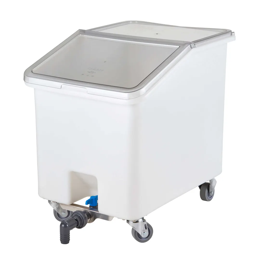 Cambro IBSD37148 Soak Tank, 37-Gallon, 21.5" x 29.5" x 28" White Poly, Lid, 4 x 3" Caster, NSF