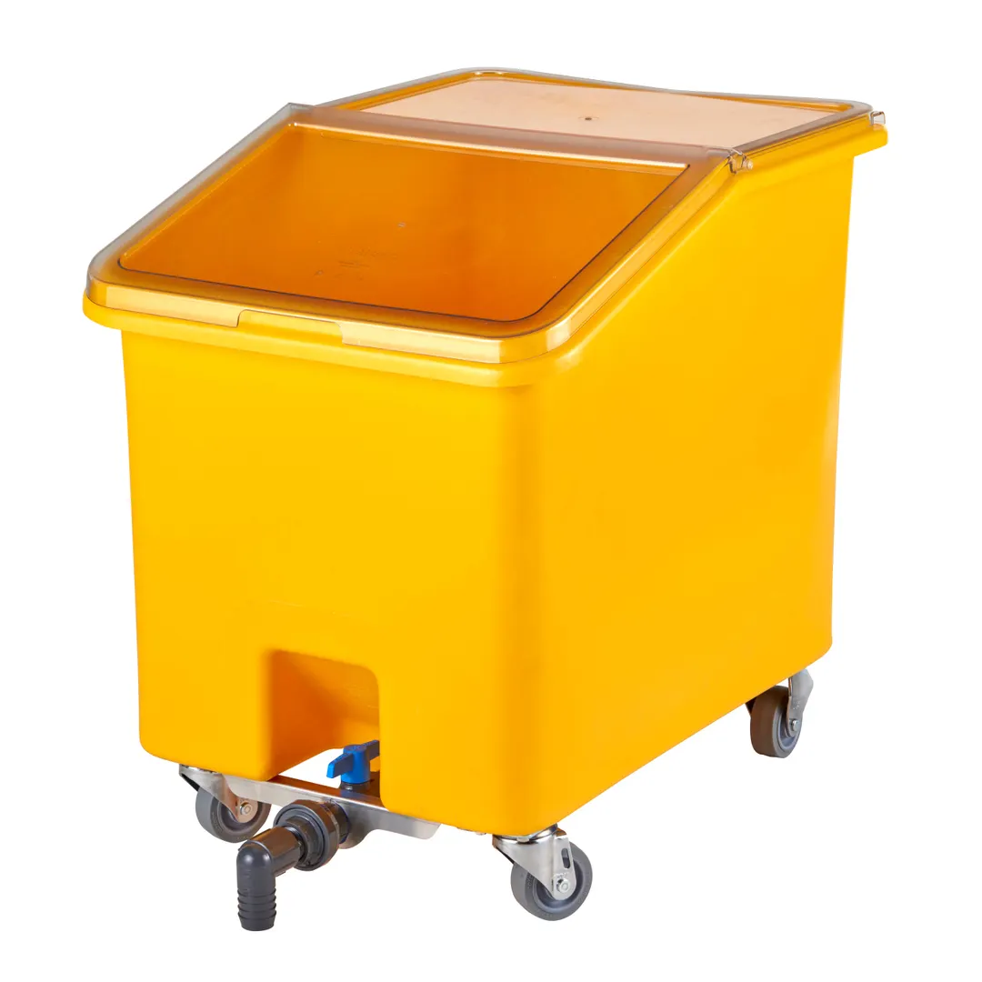 Cambro IBSD37229 Soak Tank, 37‑Gallon Yellow Poly, Sliding Lid, 21.5×29.5×28in, 4 Casters, NSF