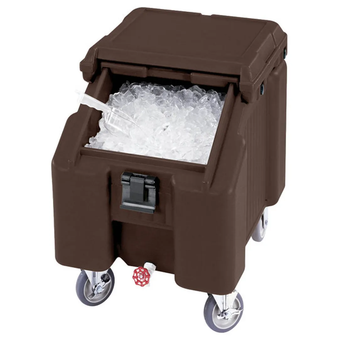Cambro ICS100L131 Plastic Mobile Ice Bin / Ice Caddy, 100 lb, Dark Brown