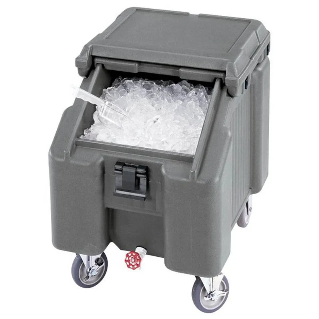 Cambro ICS100L131 Plastic Mobile Ice Bin / Ice Caddy, 100 lb, Dark Brown