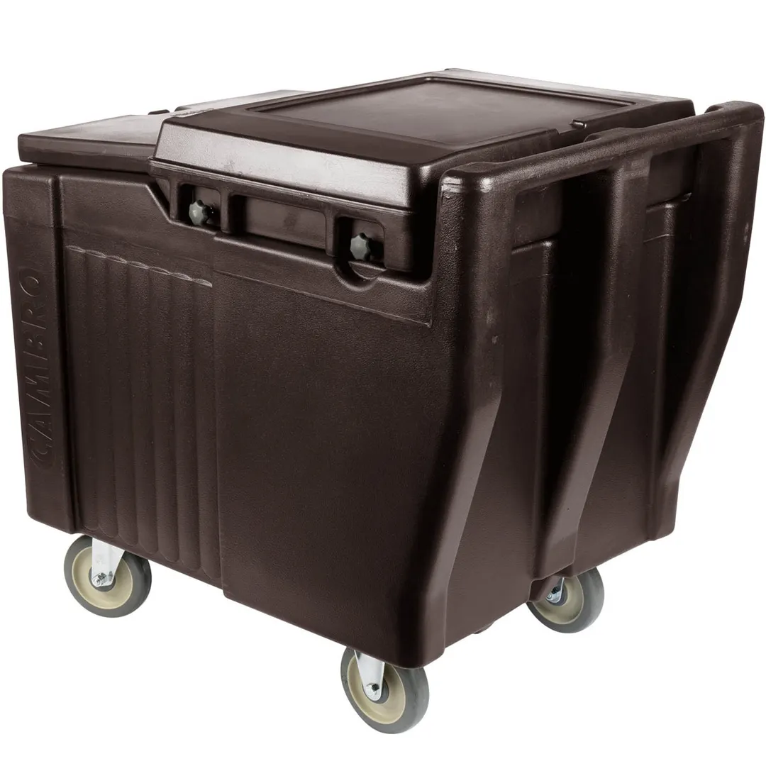 Cambro ICS125L131 Plastic Mobile Ice Bin / Ice Caddy, 125 lb, Dark Brown