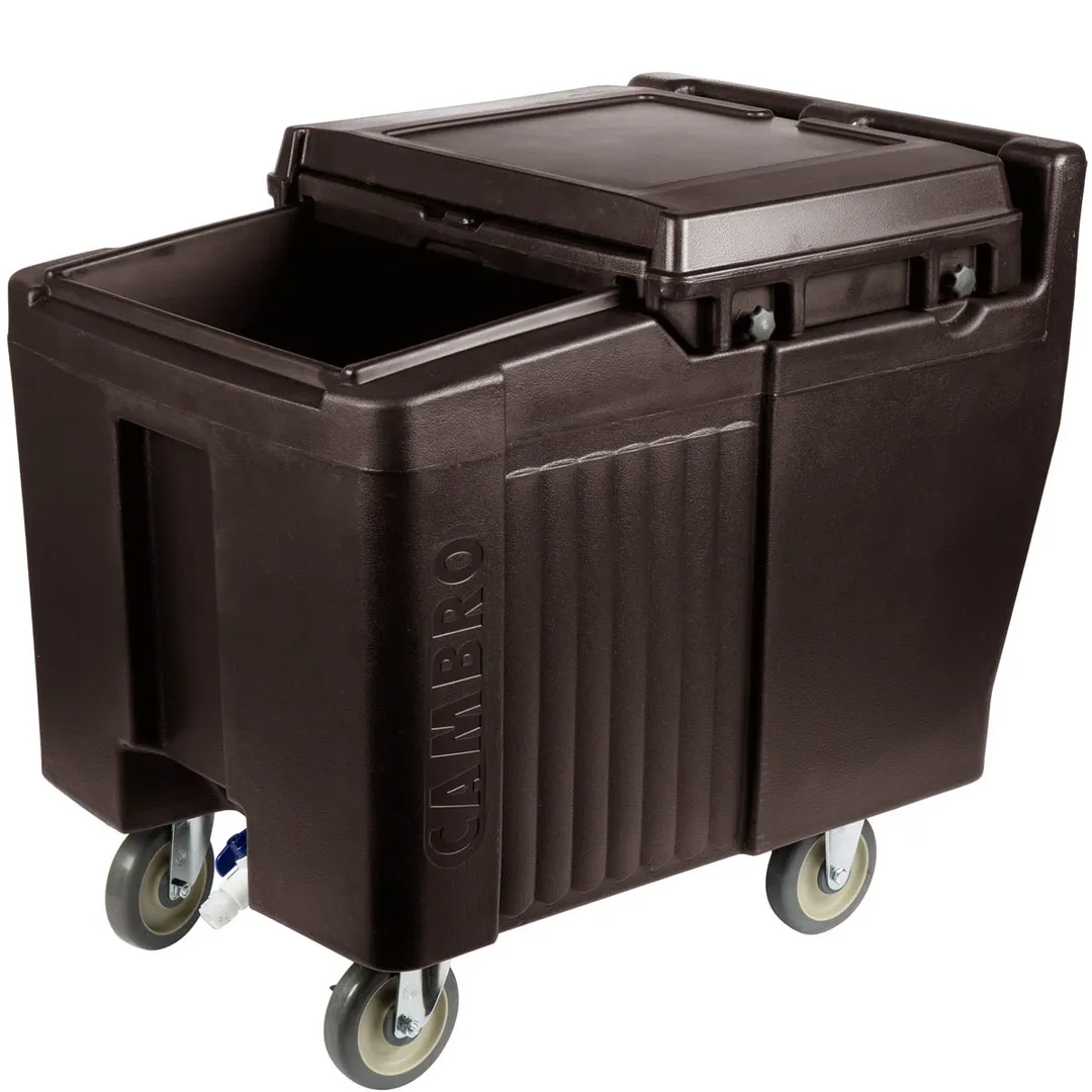 Cambro ICS125L131 Plastic Mobile Ice Bin / Ice Caddy, 125 lb, Dark Brown