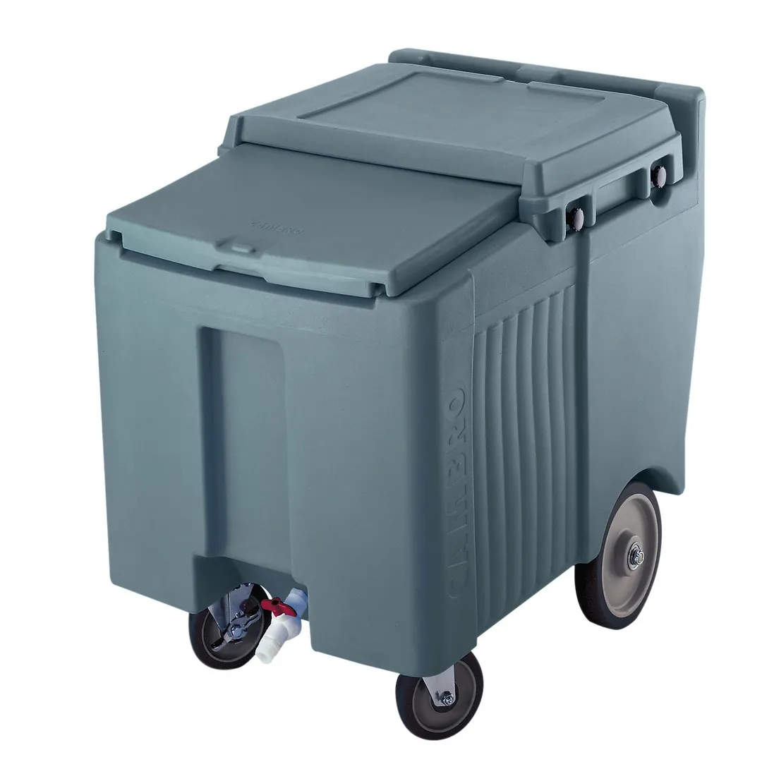 Cambro ICS125L191 Plastic Mobile Ice Bin / Ice Caddy, 125 lb, Granite Gray