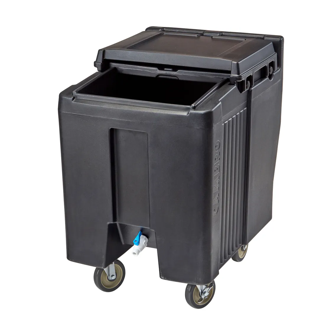 Cambro ICS125T110 Plastic Tall Mobile Ice Bin / Ice Caddy, 125 lb, Black