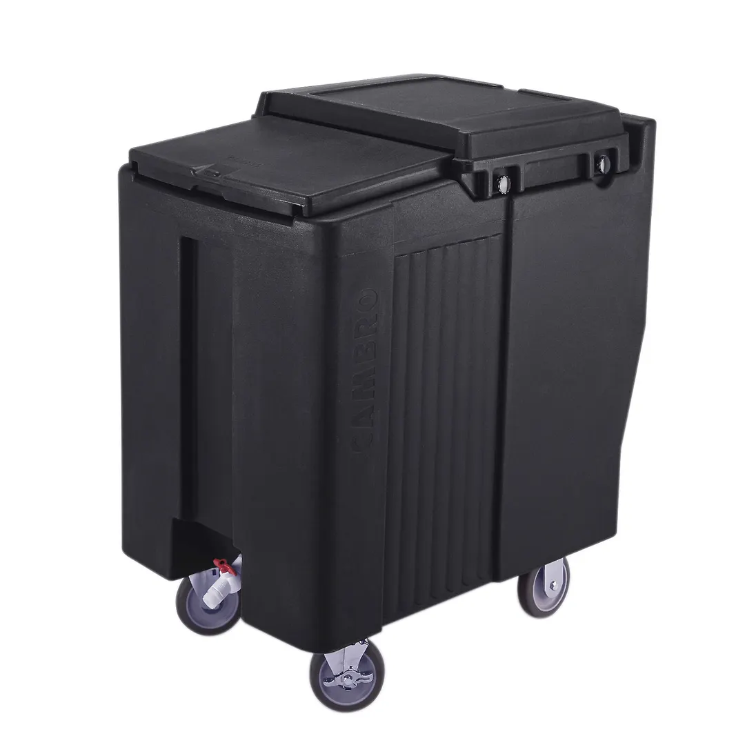Cambro ICS175T110 Plastic Tall Mobile Ice Bin / Ice Caddy, 175 lb, Black