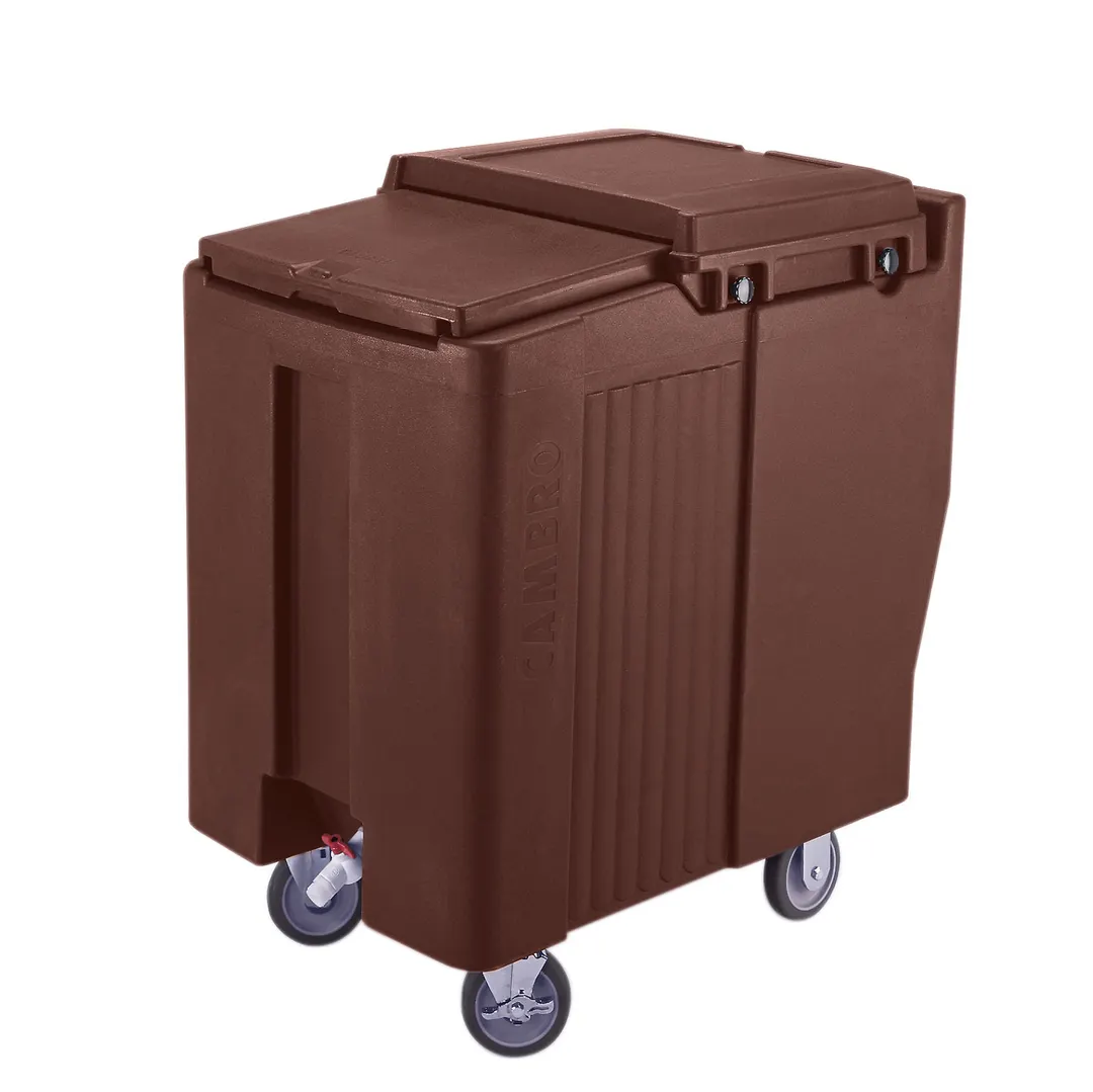 Cambro ICS175T131 Plastic Tall Mobile Ice Bin / Ice Caddy, 175 lb, Dark Brown
