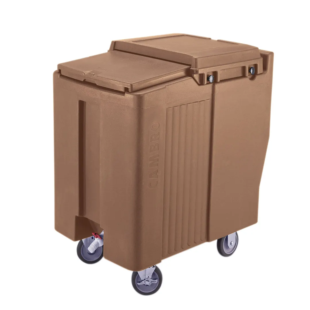 Cambro ICS175T157 Plastic Tall Mobile Ice Bin / Ice Caddy, 175 lb, Coffee Beige
