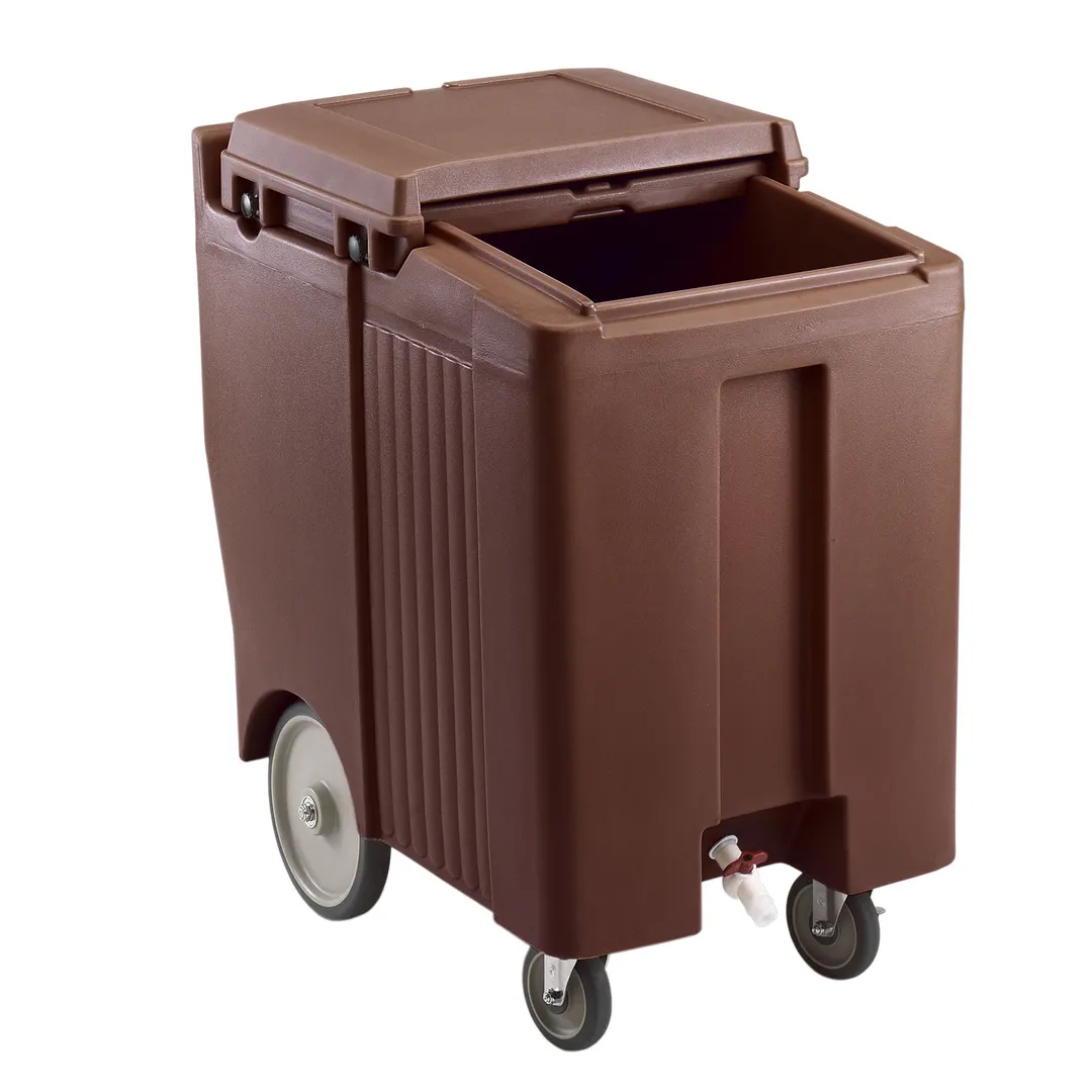 Cambro ICS175TB131 Plastic Tall Mobile Ice Bin / Ice Caddy, 175 lb, Dark Brown