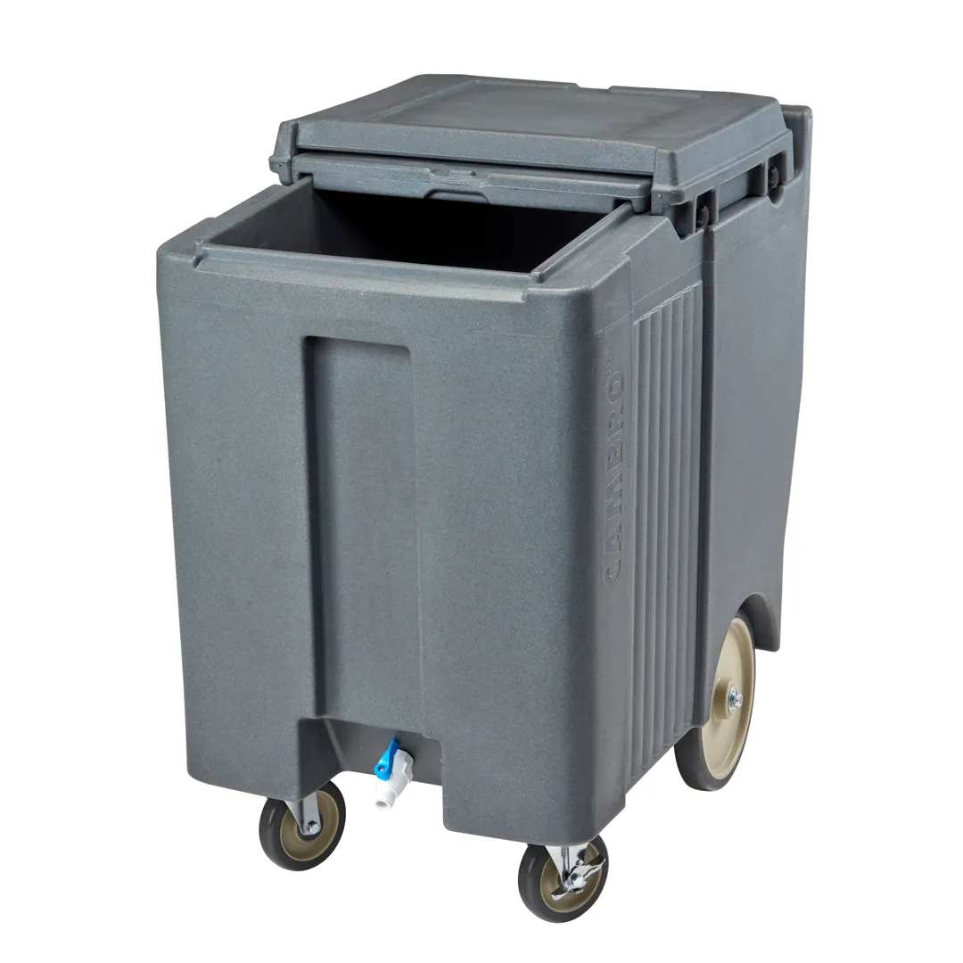 Cambro ICS175TB191 Plastic Tall Mobile Ice Bin / Ice Caddy, 175 lb, Granite Gray