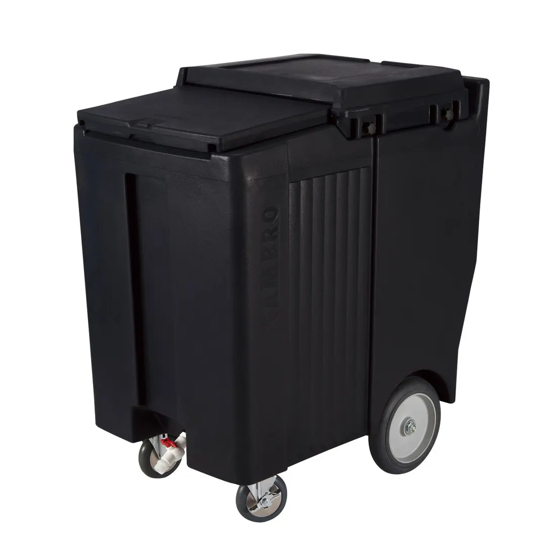 Cambro ICS200TB110 Plastic Tall Mobile Ice Bin / Ice Caddy, 200 lb, Black