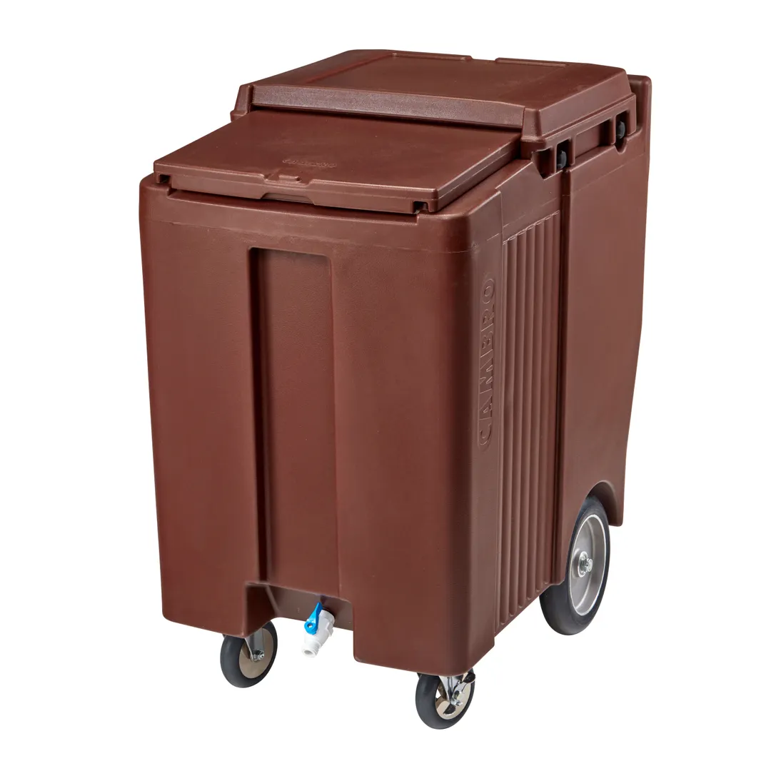 Cambro ICS200TB131 Plastic Tall Mobile Ice Bin / Ice Caddy, 200 lb, Dark Brown