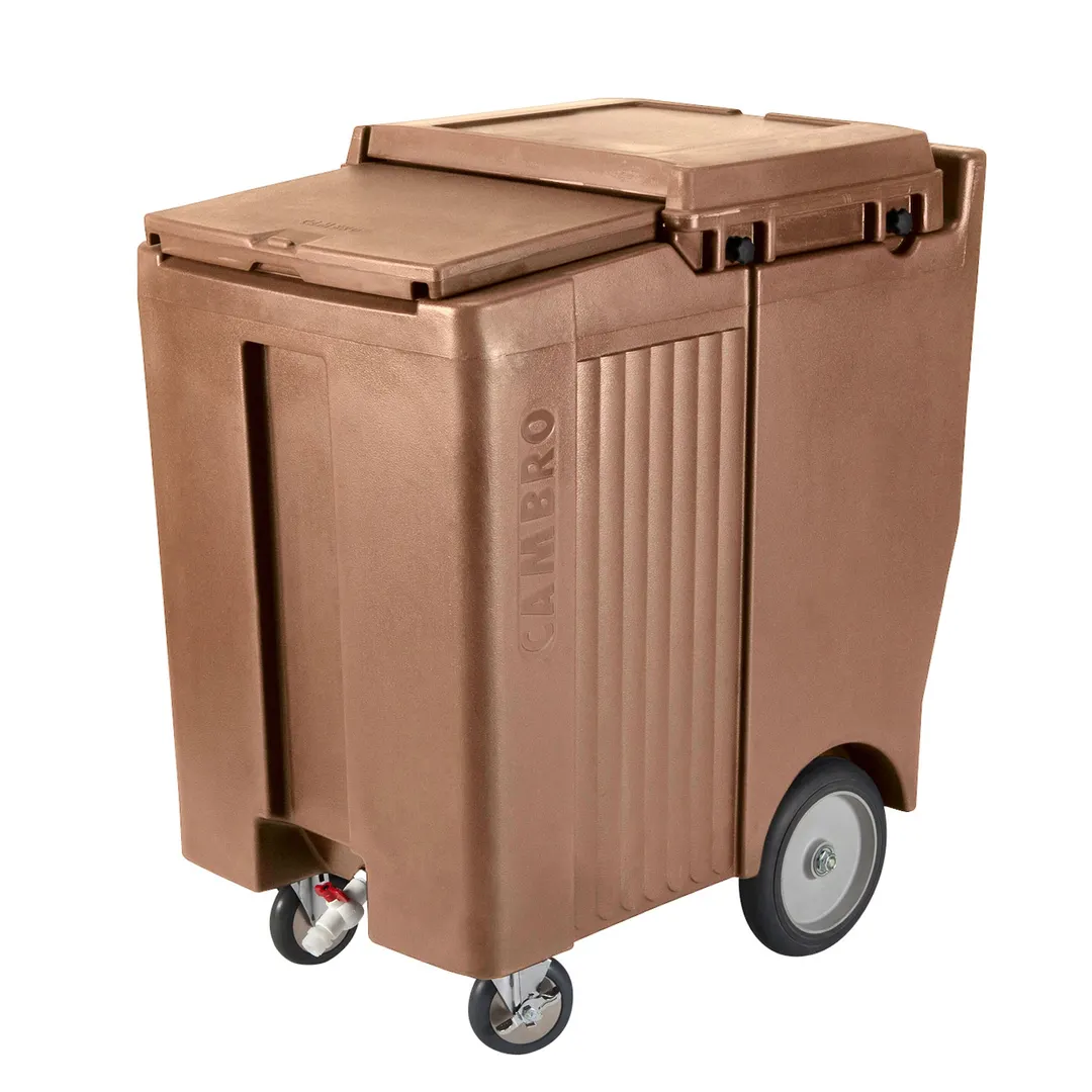 Cambro ICS200TB157 Plastic Tall Mobile Ice Bin / Ice Caddy, 200 lb, Coffee Beige