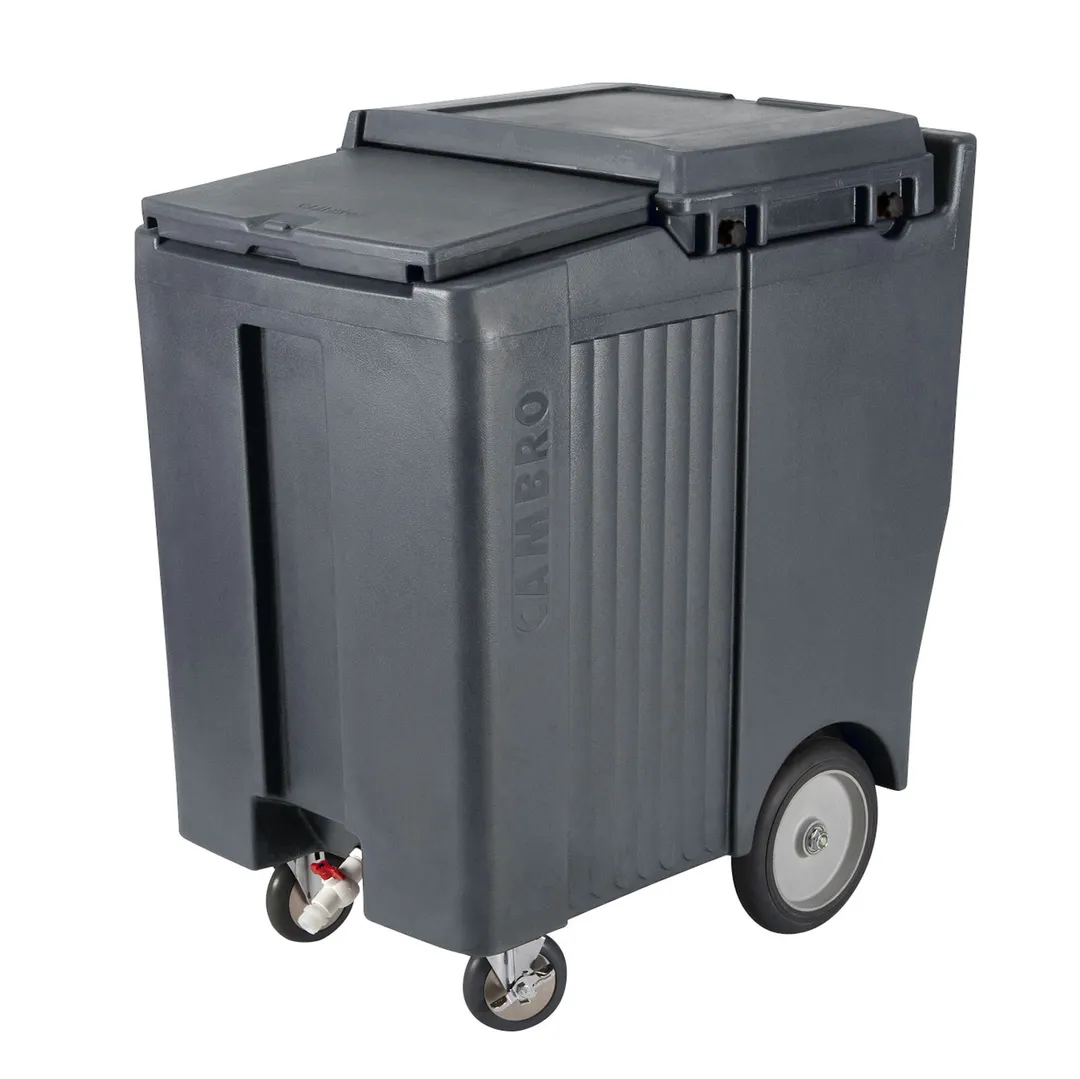 Cambro ICS200TB191 Plastic Tall Mobile Ice Bin / Ice Caddy, 200 lb, Granite Gray