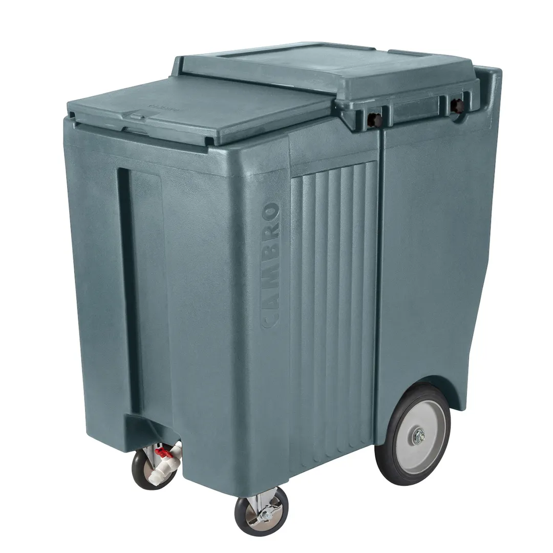 Cambro ICS200TB401 Plastic Tall Mobile Ice Bin / Ice Caddy, 200 lb, Slate Blue