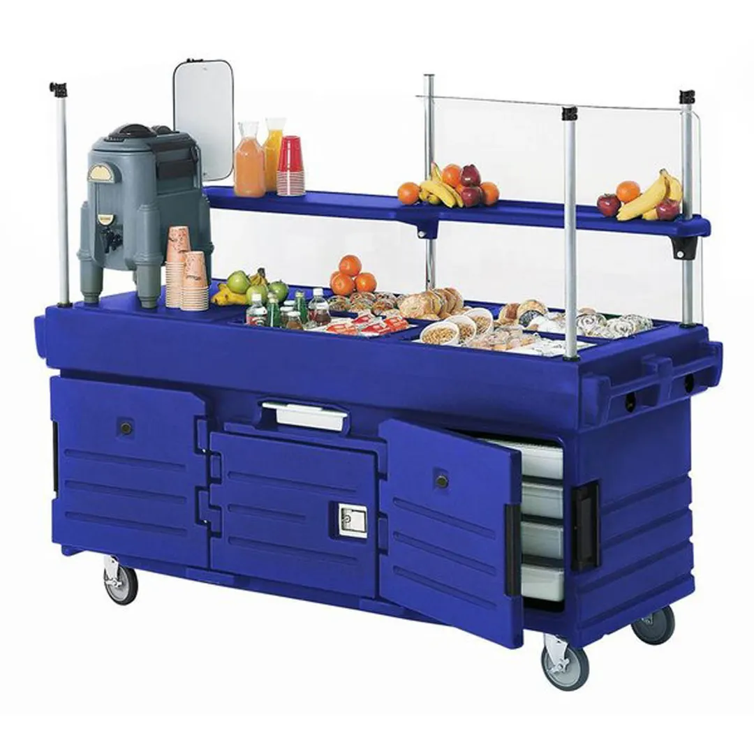 Cambro KVC854186 CamKiosk Polyethylene Navy Blue Vending Cart w/ 4 Pan Wells