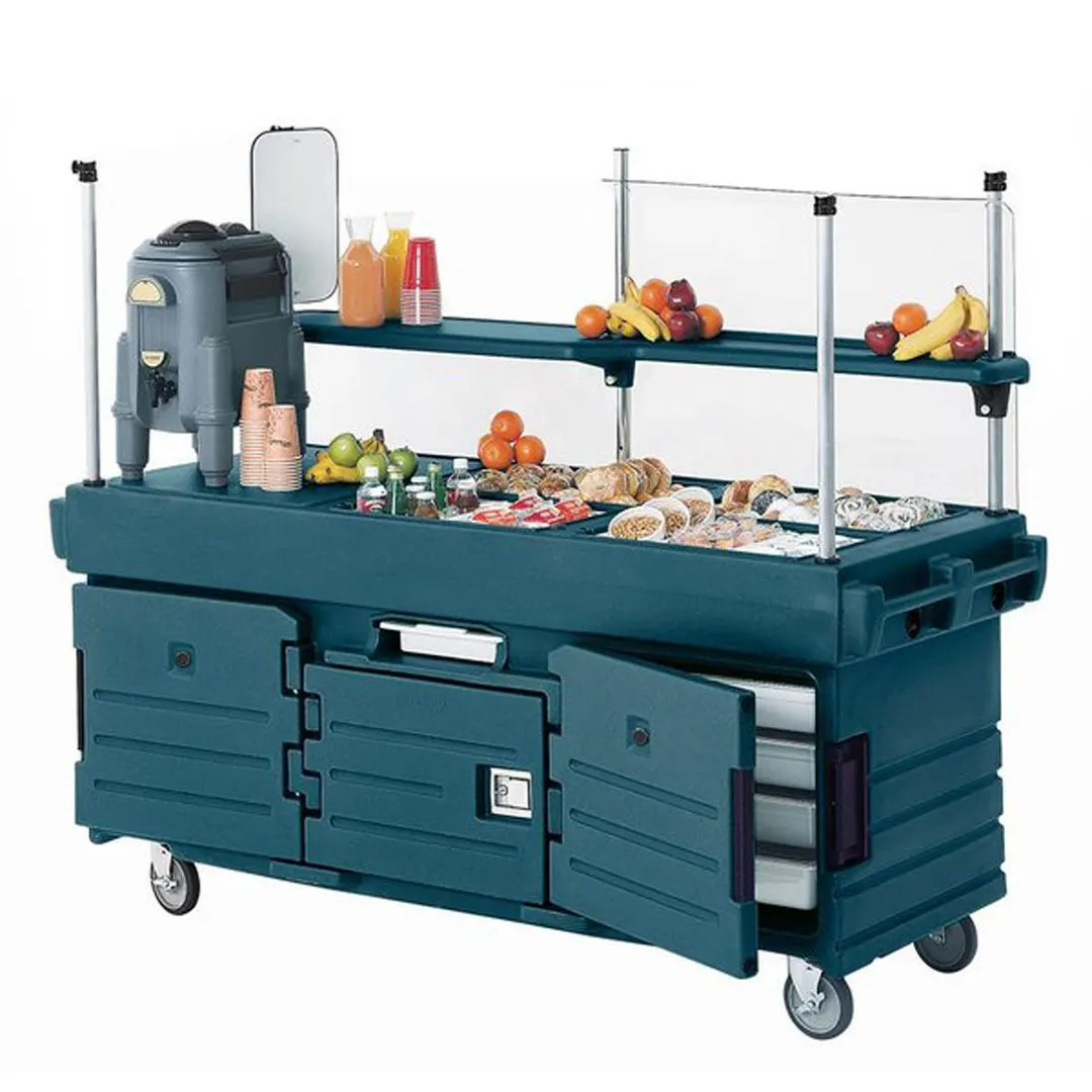 Cambro KVC854186 CamKiosk Polyethylene Navy Blue Vending Cart w/ 4 Pan Wells