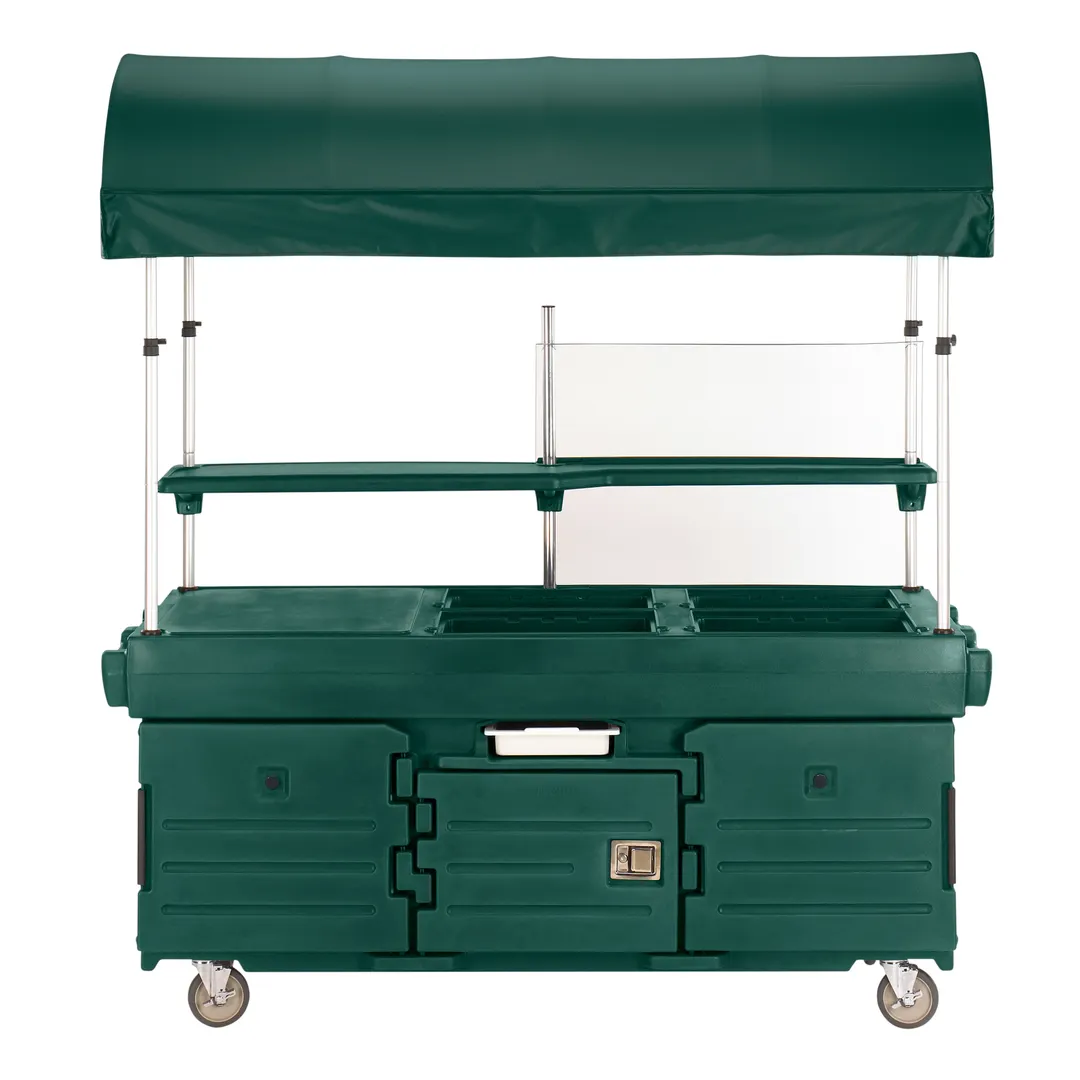 Cambro KVC854C519 CamKiosk Polyethylene Kentucky Green Vending Cart w/ 4 Pan Wells and Canopy