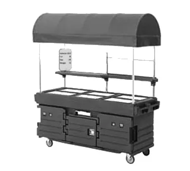Cambro KVC856C186 CamKiosk Polyethylene Navy Blue Vending Cart w/ 6 Pan Wells and Canopy