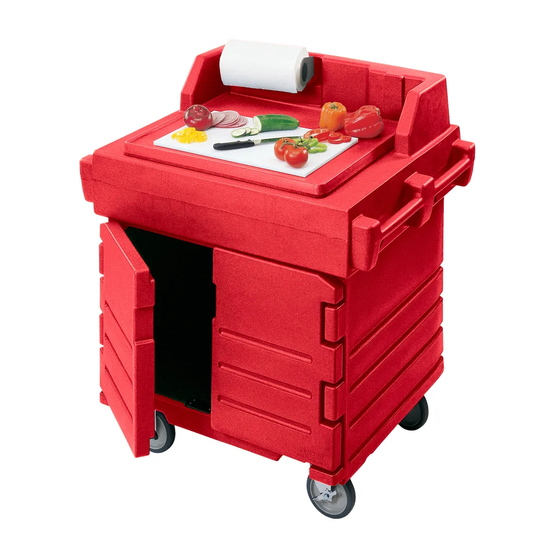 Cambro KWS40158 Mobile Modular CamKiosk® Counter/Work Station, Hot Red,  Enclosed Base w/ Storage
