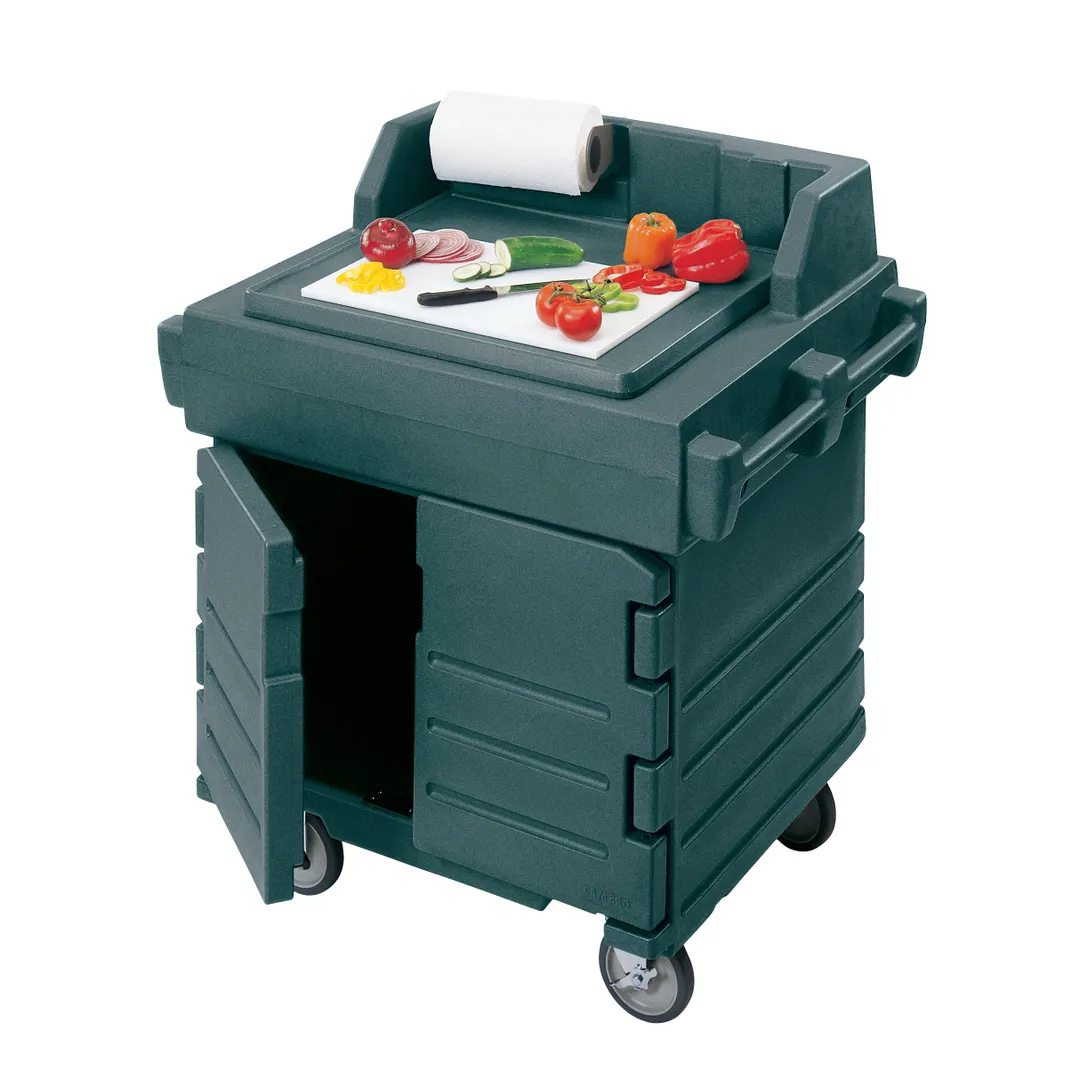 Cambro KWS40192 Mobile Modular CamKiosk® Counter/Work Station, Granite Green, Enclosed Base w/ Storage