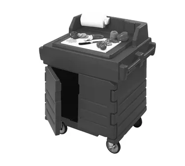 Cambro KWS40426 Mobile Modular CamKiosk® Counter/Work Station, Black/Granite Gray, Enclosed Base w/ Storage
