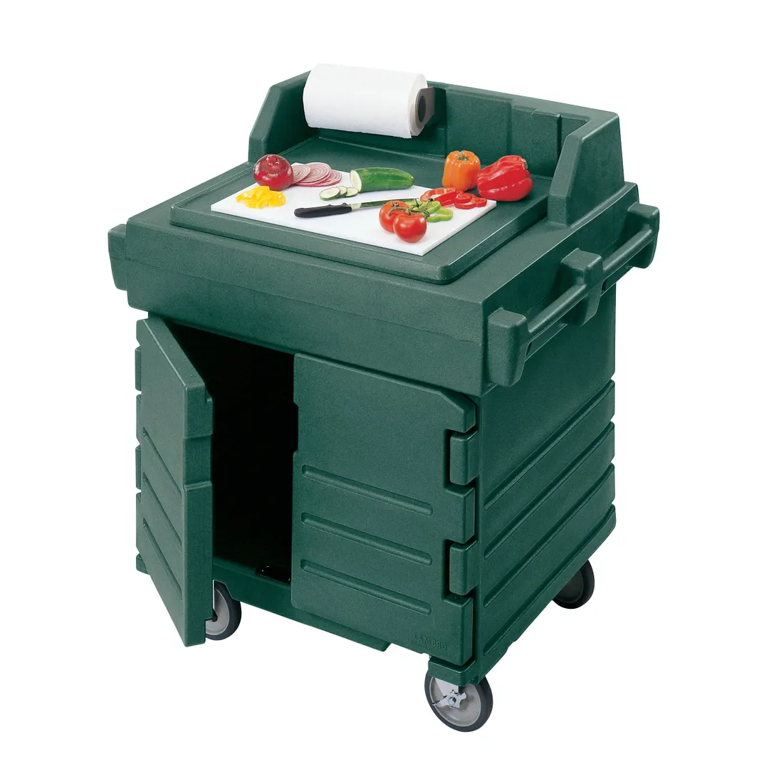 Cambro KWS40519 Mobile Modular CamKiosk® Counter/Work Station, Kentucky Green, Enclosed Base w/ Storage