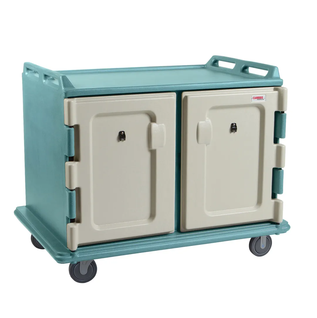 Cambro MDC1418S20401 Slate Blue 20 Tray Insulated Meal Delivery Cart w/ 2 Compartments