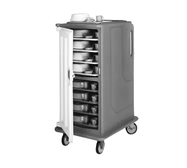 Cambro MDC1418T16615 Charcoal Gray 16 Tray Meal Delivery Cart w/ 2 Compartments