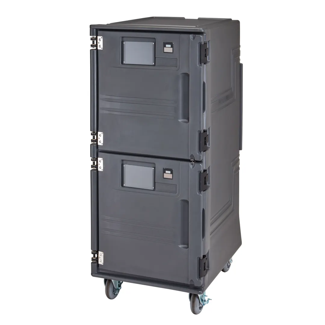 Cambro PCUHC615 2-Compartment Heated Holding Cabinet, Front-Load, 2 Dutch Doors, Polyethylene, Charcoal Gray, Holds 16 Sheet Pans