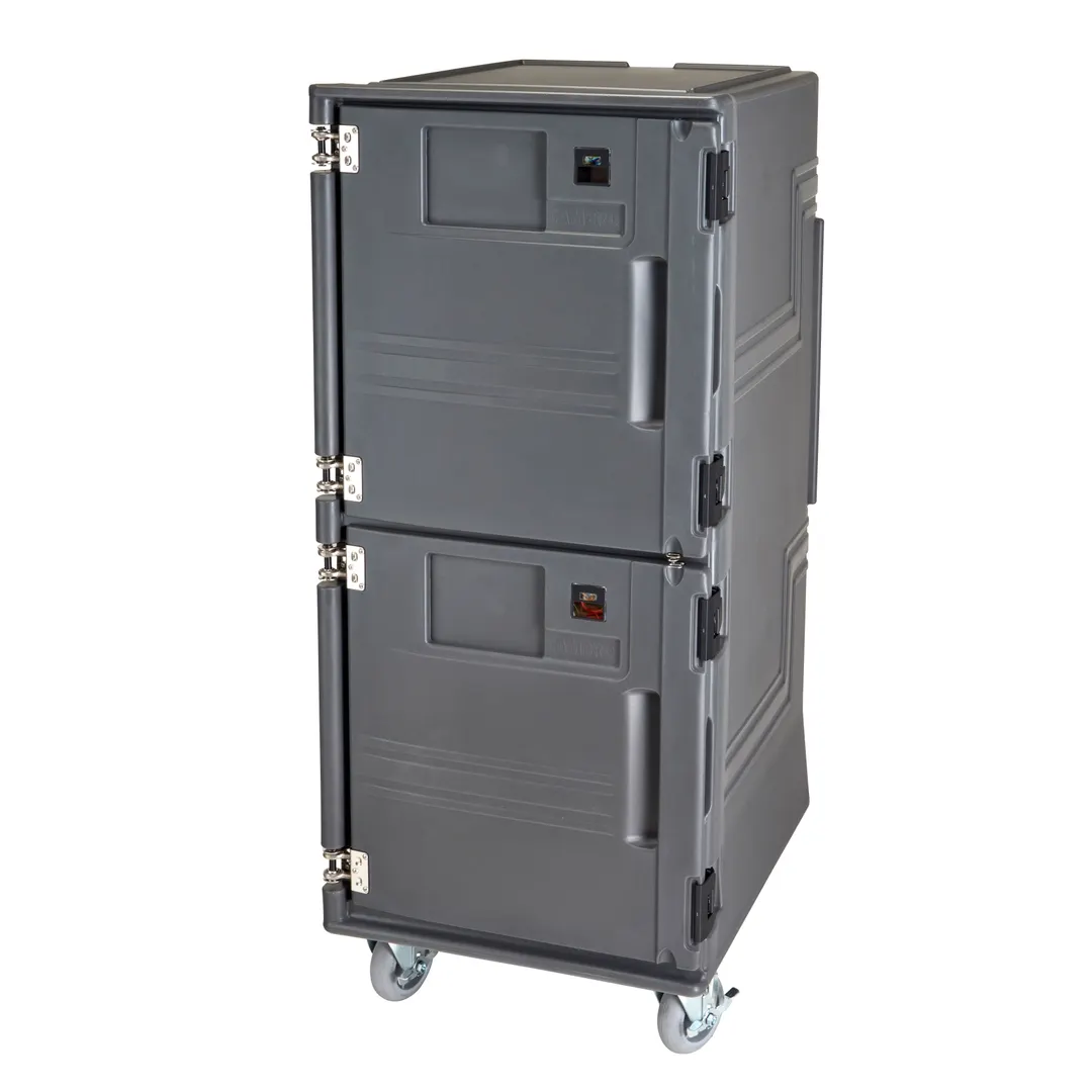 Cambro PCUHCSP615 2-Compartment Heated Holding Cabinet, 32 GN 1/1 Capacity, Polyethylene Exterior, Gray, Front Load, 4-Caster