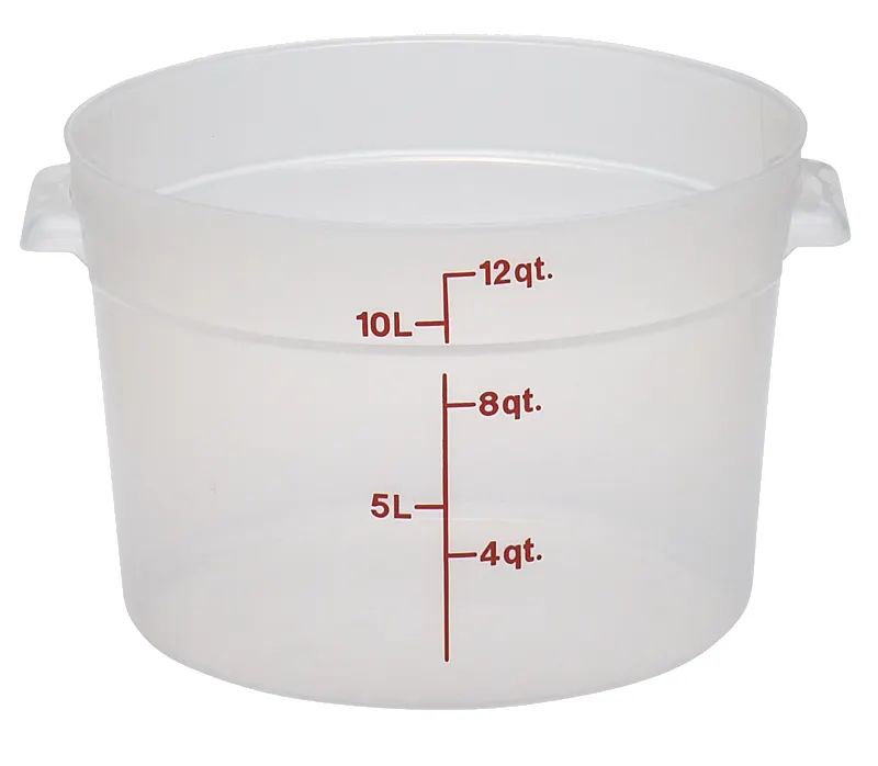 Cambro RFS12PP190 Round Storage Container,12 Qt 14‑7/8" Dia x 8‑3/8" H, Translucent Polypropylene