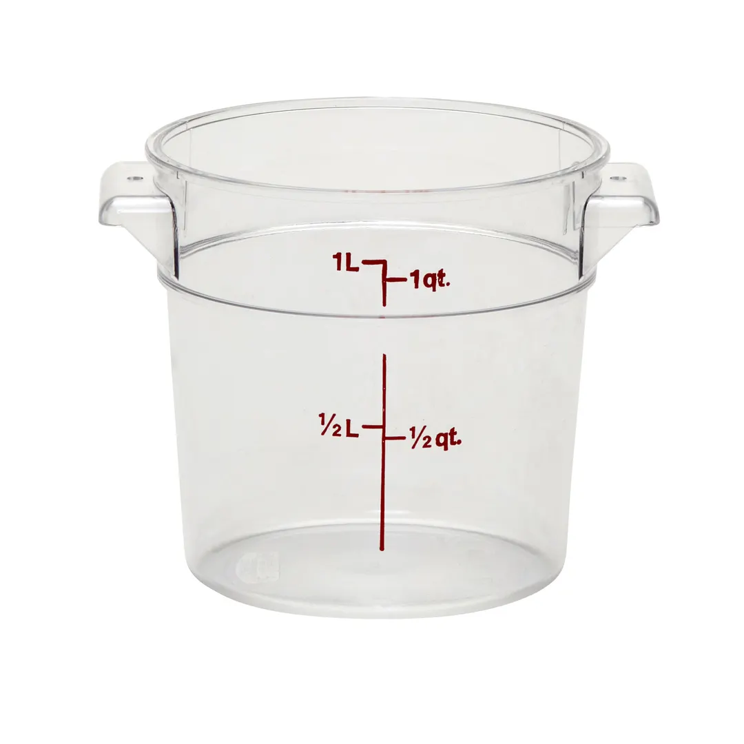 Cambro RFSCW1135 Round 1‑qt Clear Polycarbonate Container, 6‑1/16" Dia x 5" H, -40°F to 210°F