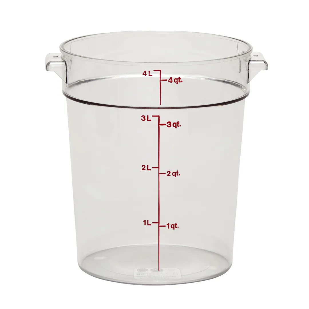 Cambro RFSCW4135 4‑Qt Round, 8‑3/16" Dia. x 8‑9/16" H, Clear Polycarbonate, NSF, -40°F–210°F